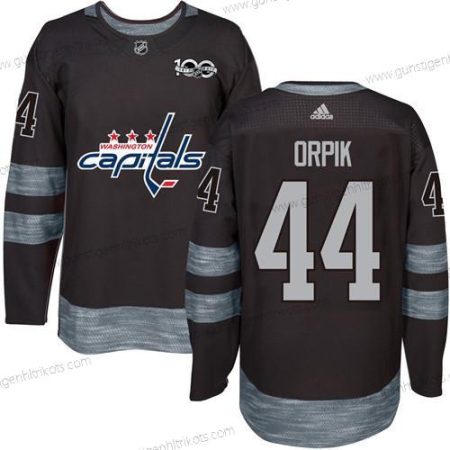 Adidas Herren Washington Capitals #44 Brooks Orpik 100th Jahrestag Strickerei NHL 2017 Hockey Trikots – Schwarz