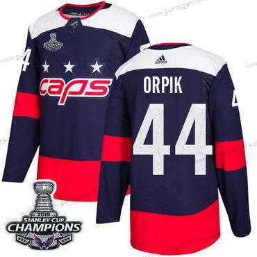 Adidas Herren Washington Capitals #44 Brooks Orpik Authentisch 2018 Stadium Series Stanley Cup Final Champions Strickerei NHL Trikots – Marineblau