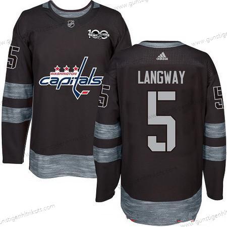 Adidas Herren Washington Capitals #5 Rod Langway 100th Jahrestag Strickerei NHL 2017 Hockey Trikots – Schwarz