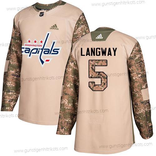 Adidas Herren Washington Capitals #5 Rod Langway Authentisch 2017 Veterans Day Strickerei NHL Trikots – Tarnfarbe