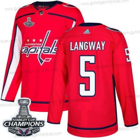 Adidas Herren Washington Capitals #5 Rod Langway Heimtrikots Authentisch Stanley Cup Final Champions Strickerei NHL Trikots – Rot