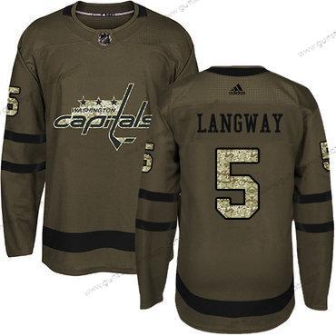 Adidas Herren Washington Capitals #5 Rod Langway Salute to Service Strickerei NHL Trikots – Grün