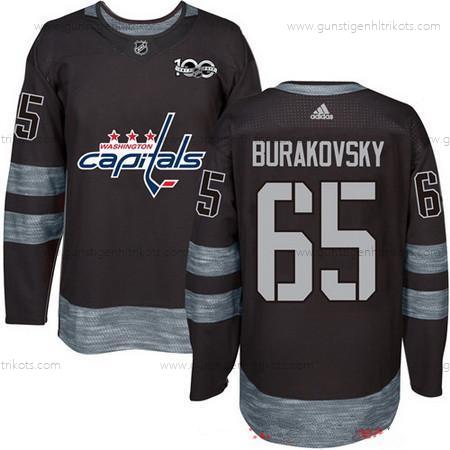 Adidas Herren Washington Capitals #65 Andre Burakovsky 100th Jahrestag Strickerei NHL 2017 Hockey Trikots – Schwarz