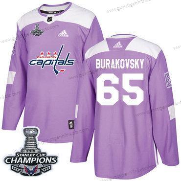 Adidas Herren Washington Capitals #65 Andre Burakovsky Authentisch Bekämpft Krebs Stanley Cup Final Champions Strickerei NHL Trikots – Lila