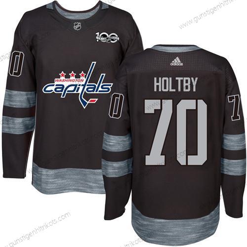 Adidas Herren Washington Capitals #70 Braden Holtby 100th Jahrestag Strickerei NHL 2017 Hockey Trikots – Schwarz