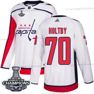 Adidas Herren Washington Capitals #70 Braden Holtby Road Authentisch Stanley Cup Final Champions Strickerei NHL Trikots – Weiß