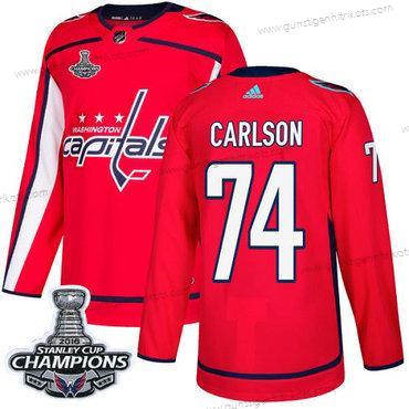 Adidas Herren Washington Capitals #74 John Carlson Heimtrikots Authentisch Stanley Cup Final Champions Strickerei NHL Trikots – Rot