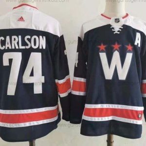 Adidas Herren Washington Capitals #74 John Carlson New Strickerei NHL Trikots – Marineblau Blau