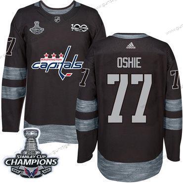 Adidas Herren Washington Capitals #77 T. J. Oshie 1917-2017 100th Jahrestag Stanley Cup Final Champions Strickerei NHL Trikots – Schwarz