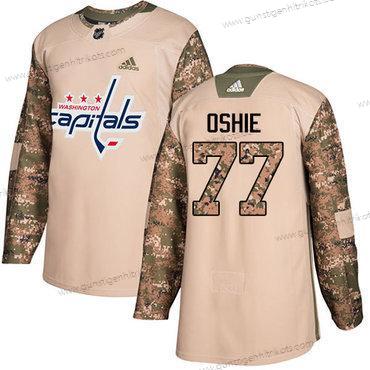 Adidas Herren Washington Capitals #77 T. J. Oshie Authentisch 2017 Veterans Day Strickerei NHL Trikots – Tarnfarbe