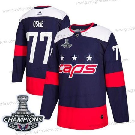 Adidas Herren Washington Capitals #77 T. J. Oshie Authentisch 2018 Stadium Series Stanley Cup Final Champions Strickerei NHL Trikots – Marineblau