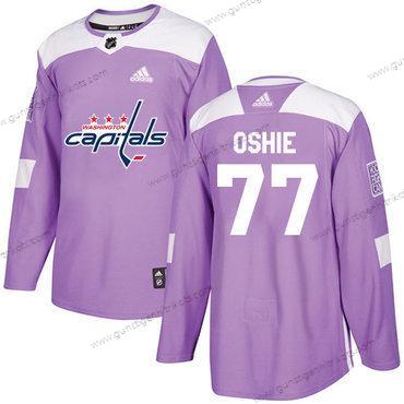 Adidas Herren Washington Capitals #77 T. J. Oshie Authentisch Bekämpft Krebs Strickerei NHL Trikots – Lila