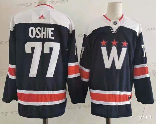 Adidas Herren Washington Capitals #77 T. J. Oshie New Strickerei NHL Trikots – Marineblau Blau