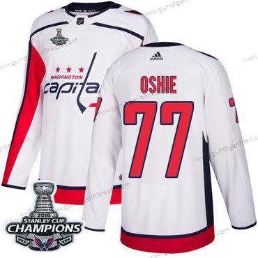 Adidas Herren Washington Capitals #77 T. J. Oshie Road Authentisch Stanley Cup Final Champions Strickerei NHL Trikots – Weiß