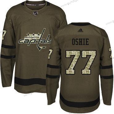 Adidas Herren Washington Capitals #77 T. J. Oshie Salute to Service Strickerei NHL Trikots – Grün