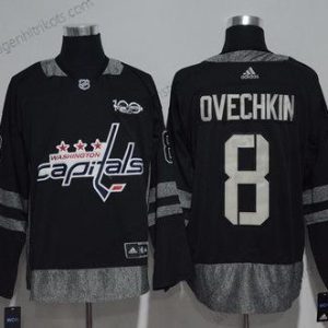 Adidas Herren Washington Capitals #8 Alex Ovechkin 100th Jahrestag Strickerei NHL 2017 Hockey Trikots – Schwarz