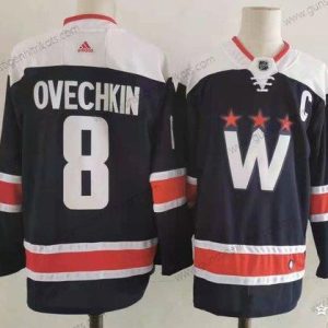 Adidas Herren Washington Capitals #8 Alex Ovechkin New Strickerei NHL Trikots – Marineblau Blau