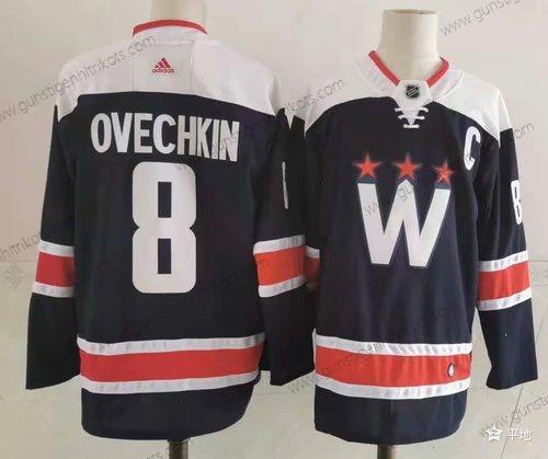 Adidas Herren Washington Capitals #8 Alex Ovechkin New Strickerei NHL Trikots – Marineblau Blau