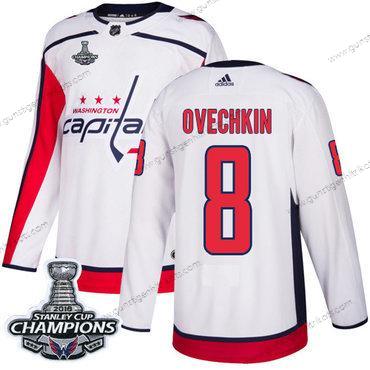 Adidas Herren Washington Capitals #8 Alex Ovechkin Road Authentisch Stanley Cup Final Champions Strickerei NHL Trikots – Weiß