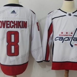 Adidas Herren Washington Capitals #8 Alex Ovechkin Road Authentisch Strickerei NHL Trikots – Weiß