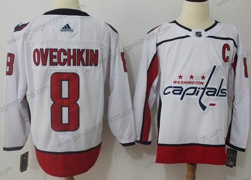 Adidas Herren Washington Capitals #8 Alex Ovechkin Road Authentisch Strickerei NHL Trikots – Weiß