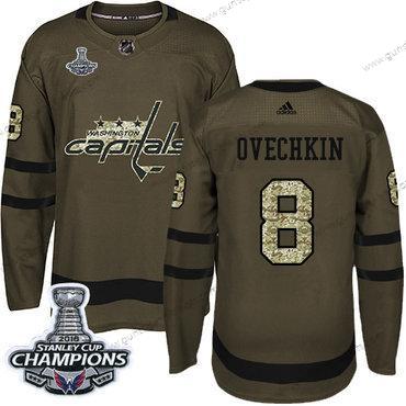 Adidas Herren Washington Capitals #8 Alex Ovechkin Salute to Service Stanley Cup Final Champions Strickerei NHL Trikots – Grün