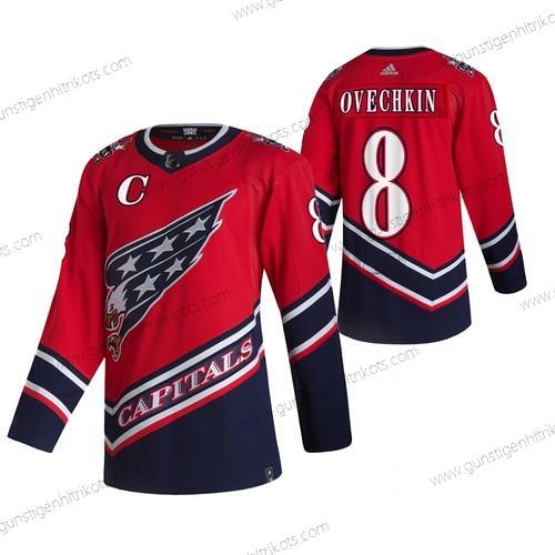 Adidas Herren Washington Capitals #8 Alexander Ovechkin 2020-21 Rückseite Retro ersatzweise NHL Trikots – Rot