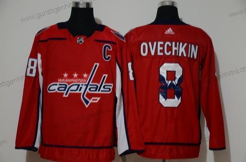 Adidas Herren Washington Capitals #8 Alexander Ovechkin With Team Logo Strickerei NHL Trikots – Rot