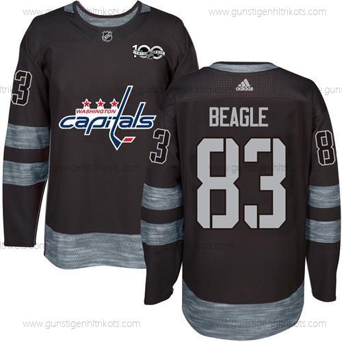 Adidas Herren Washington Capitals #83 Jay Beagle 100th Jahrestag Strickerei NHL 2017 Hockey Trikots – Schwarz