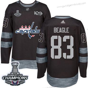 Adidas Herren Washington Capitals #83 Jay Beagle 1917-2017 100th Jahrestag Stanley Cup Final Champions Strickerei NHL Trikots – Schwarz