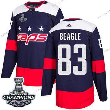 Adidas Herren Washington Capitals #83 Jay Beagle Authentisch 2018 Stadium Series Stanley Cup Final Champions Strickerei NHL Trikots – Marineblau