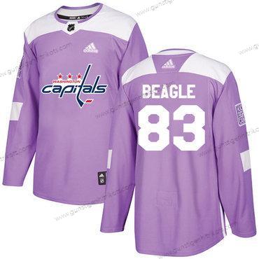 Adidas Herren Washington Capitals #83 Jay Beagle Authentisch Bekämpft Krebs Strickerei NHL Trikots – Lila