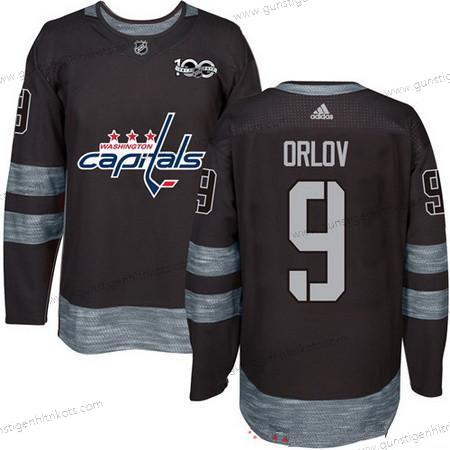 Adidas Herren Washington Capitals #9 Dmitry Orlov 100th Jahrestag Strickerei NHL 2017 Hockey Trikots – Schwarz