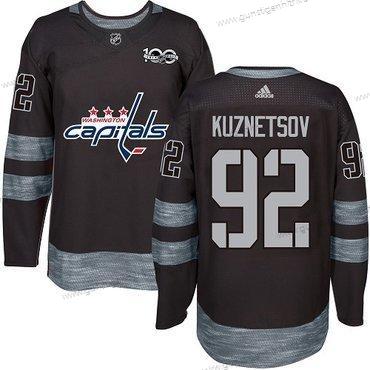 Adidas Herren Washington Capitals #92 Evgeny Kuznetsov 100th Jahrestag Strickerei NHL 2017 Hockey Trikots – Schwarz