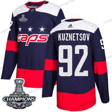 Adidas Herren Washington Capitals #92 Evgeny Kuznetsov Authentisch 2018 Stadium Series Stanley Cup Final Champions Strickerei NHL Trikots – Marineblau