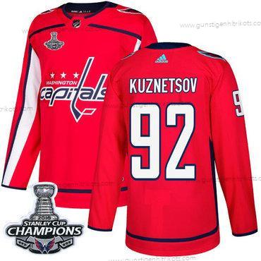 Adidas Herren Washington Capitals #92 Evgeny Kuznetsov Heimtrikots Authentisch Stanley Cup Final Champions Strickerei NHL Trikots – Rot