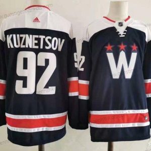 Adidas Herren Washington Capitals #92 Evgeny Kuznetsov New Strickerei NHL Trikots – Marineblau Blau