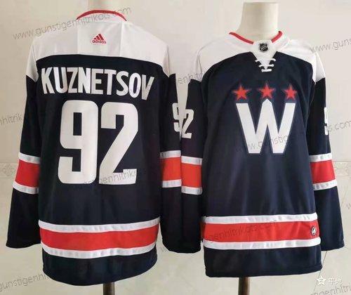 Adidas Herren Washington Capitals #92 Evgeny Kuznetsov New Strickerei NHL Trikots – Marineblau Blau