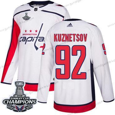 Adidas Herren Washington Capitals #92 Evgeny Kuznetsov Road Authentisch Stanley Cup Final Champions Strickerei NHL Trikots – Weiß