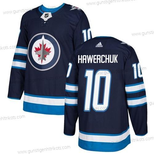 Adidas Herren Winnipeg Jets #10 Dale Hawerchuk Heimtrikots Authentisch Strickerei NHL Trikots – Marineblau Blau