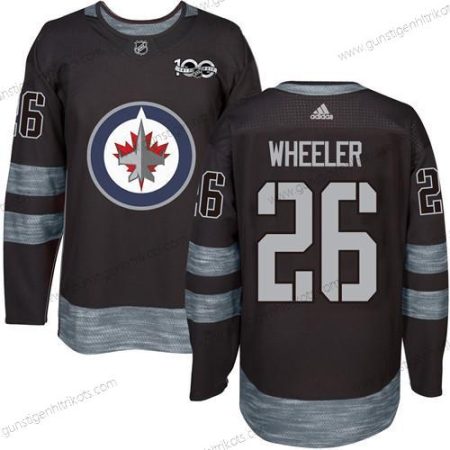 Adidas Herren Winnipeg Jets #26 Blake Wheeler 100th Jahrestag Strickerei NHL 2017 Hockey Trikots – Schwarz