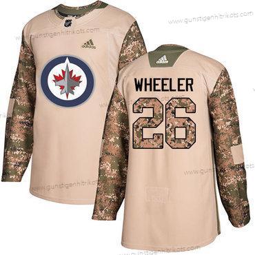 Adidas Herren Winnipeg Jets #26 Blake Wheeler Authentisch 2017 Veterans Day Strickerei NHL Trikots – Tarnfarbe