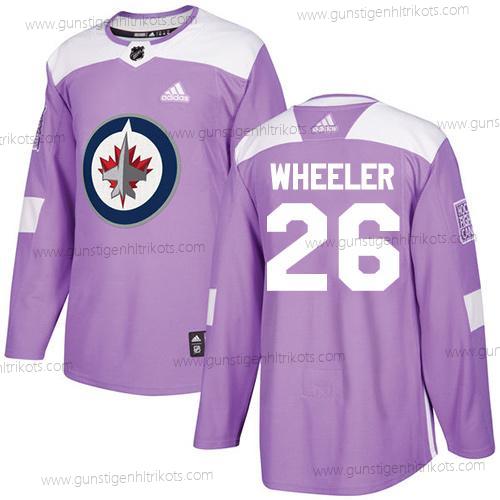 Adidas Herren Winnipeg Jets #26 Blake Wheeler Authentisch Bekämpft Krebs Strickerei NHL Trikots – Lila