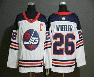 Adidas Herren Winnipeg Jets #26 Blake Wheeler Breakaway Heritage Strickerei NHL Trikots – Weiß