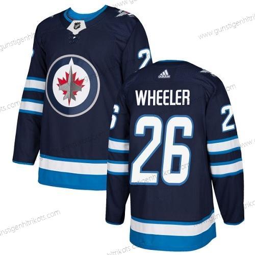 Adidas Herren Winnipeg Jets #26 Blake Wheeler Heimtrikots Authentisch Strickerei NHL Trikots – Marineblau Blau