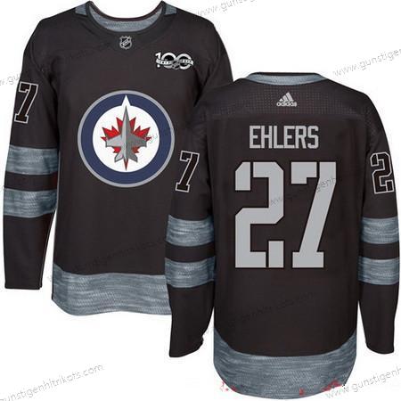 Adidas Herren Winnipeg Jets #27 Nikolaj Ehlers 100th Jahrestag Strickerei NHL 2017 Hockey Trikots – Schwarz