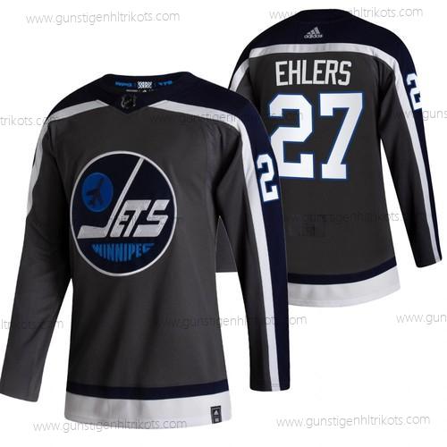 Adidas Herren Winnipeg Jets #27 Nikolaj Ehlers 2020-21 Rückseite Retro ersatzweise NHL Trikots – Schwarz