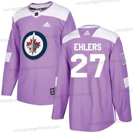 Adidas Herren Winnipeg Jets #27 Nikolaj Ehlers Authentisch Bekämpft Krebs Strickerei NHL Trikots – Lila