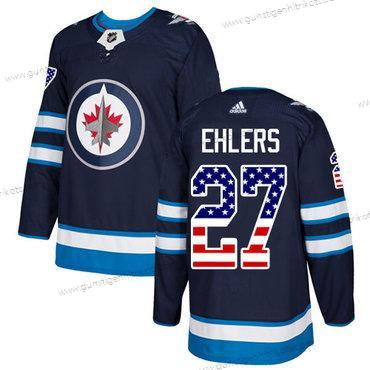 Adidas Herren Winnipeg Jets #27 Nikolaj Ehlers Heimtrikots Authentisch USA Flag Strickerei NHL Trikots – Marineblau Blau