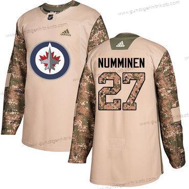 Adidas Herren Winnipeg Jets #27 Teppo Numminen Authentisch 2017 Veterans Day Strickerei NHL Trikots – Tarnfarbe